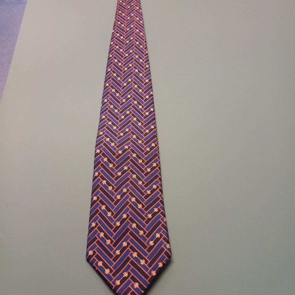 Brooks Brothers Silk Blue and Black Chevron design Tie